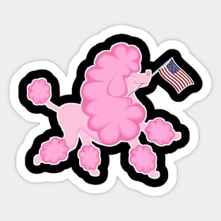 American Flag Poodle Dog Love Sticker